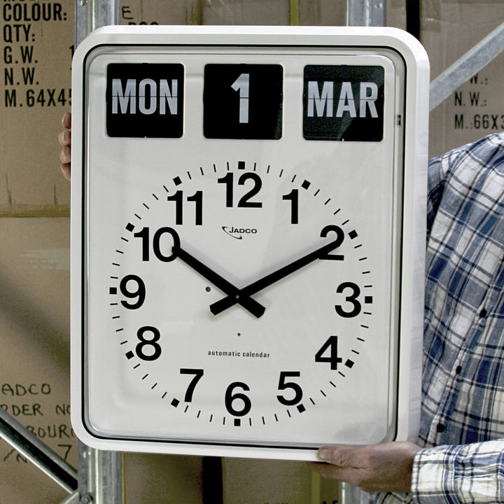 Jadco Giant Analogue Flip Calendar Wall Clock White 51cm BQ20 Lifestyle 2