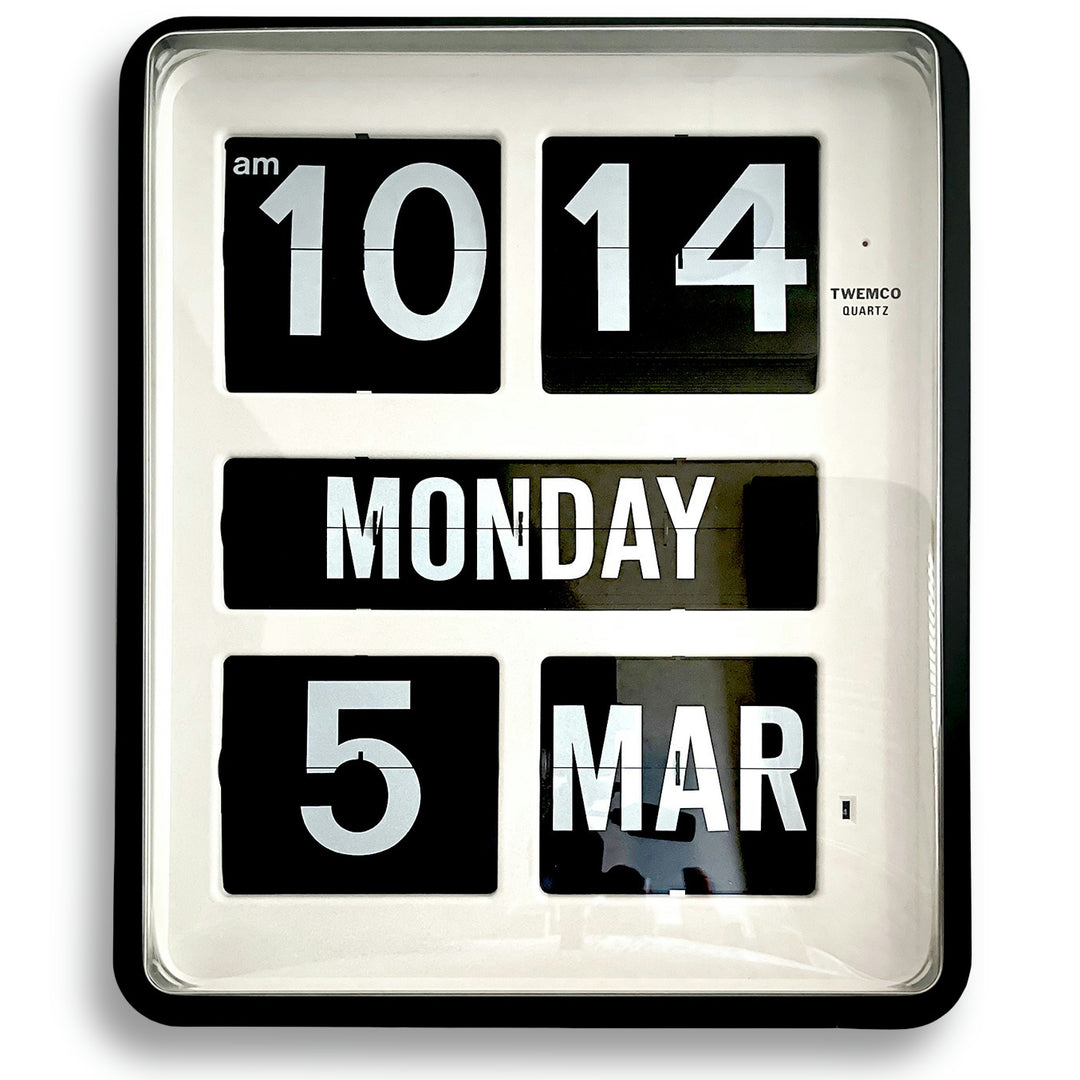 Jadco Giant Day Of The Week Flip Calendar Wall Clock, Black Rim, 57cm