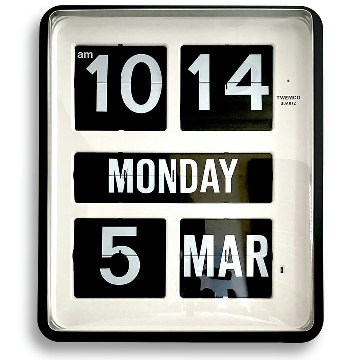 Jadco Giant Day Of The Week Flip Calendar Wall Clock, Black Rim, 57cm