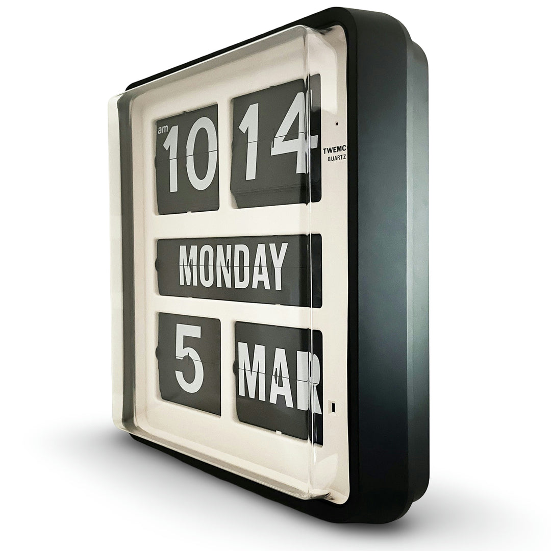 Jadco Giant Day Of The Week Flip Calendar Wall Clock, Black Rim, 57cm