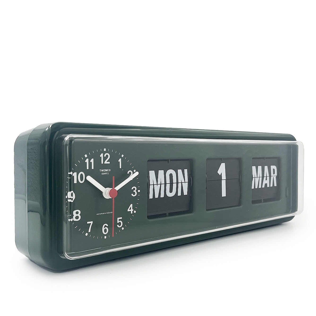 Jadco Twemco Horizon Flip Calendar Wall/Desk Clock, Green, 33cm