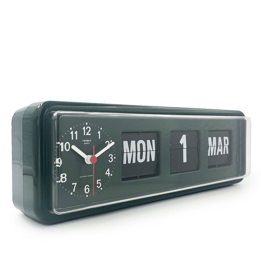 Jadco Horizon Analogue Flip Calendar Wall & Desk Clock, Green, 33cm