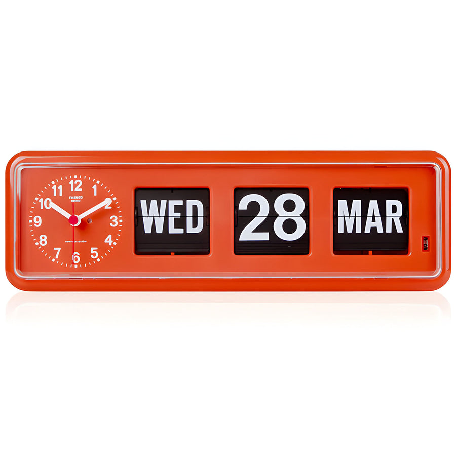 Jadco Horizon Analogue Flip Calendar Wall and Desk Clock Orange 33cm BQ38-Orange 1