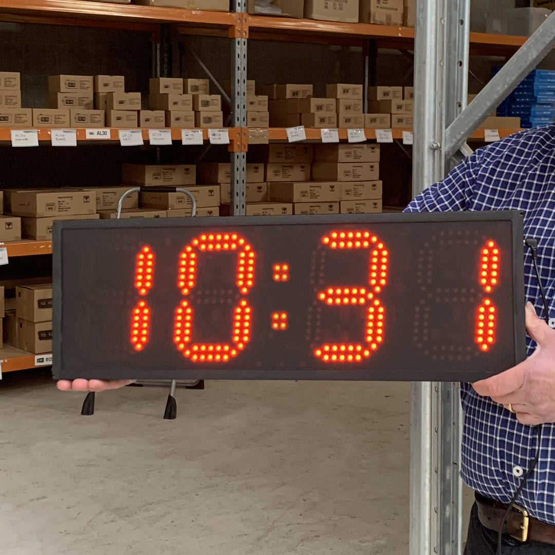 Jadco Jumbo Mains Powered Red LED with Remote Outdoor Wall Clock 58cm CT-4D6NR Handheld