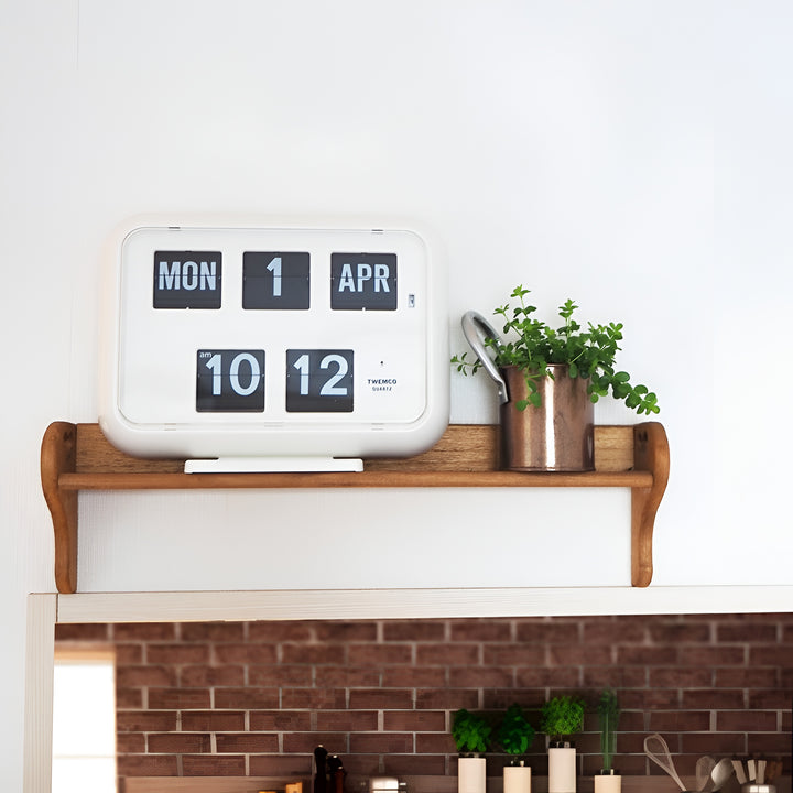 Jadco Mack Digital Flip Calendar Wall Desk Clock White Front QD35 New Lisfestyle Image 3