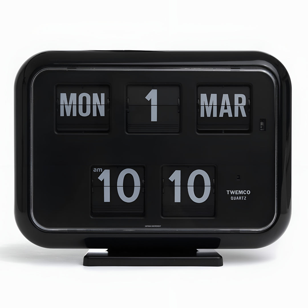Jadco Mack Digital Flip Calendar Wall and Desk Clock Black 12hr 31cm QD35-12HR-Black New