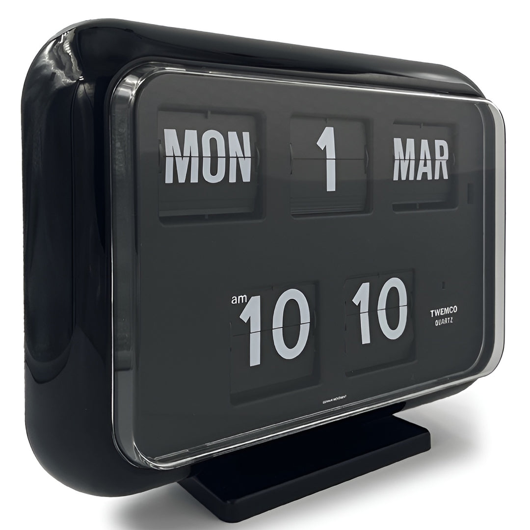 Jadco Mack Digital Flip Calendar Wall and Desk Clock Black 12hr 31cm QD35-12HR-Black 1 #time-format_12hr