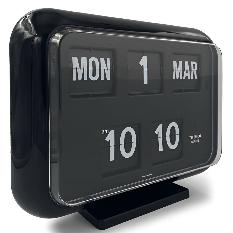 Jadco Mack Digital Flip Calendar Wall and Desk Clock Black 12hr 31cm QD35-12HR-Black 1 #time-format_12hr