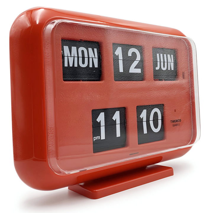 Jadco Mack Digital Flip Calendar Wall and Desk Clock Red 12hr 31cm QD35-12HR-Red 2