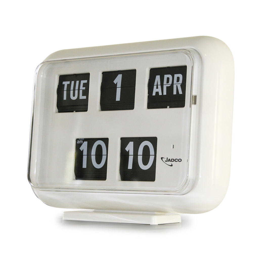 Jadco Mack Digital Flip Calendar Wall Desk Clock White Front QD35 New Lisfestyle Image 001