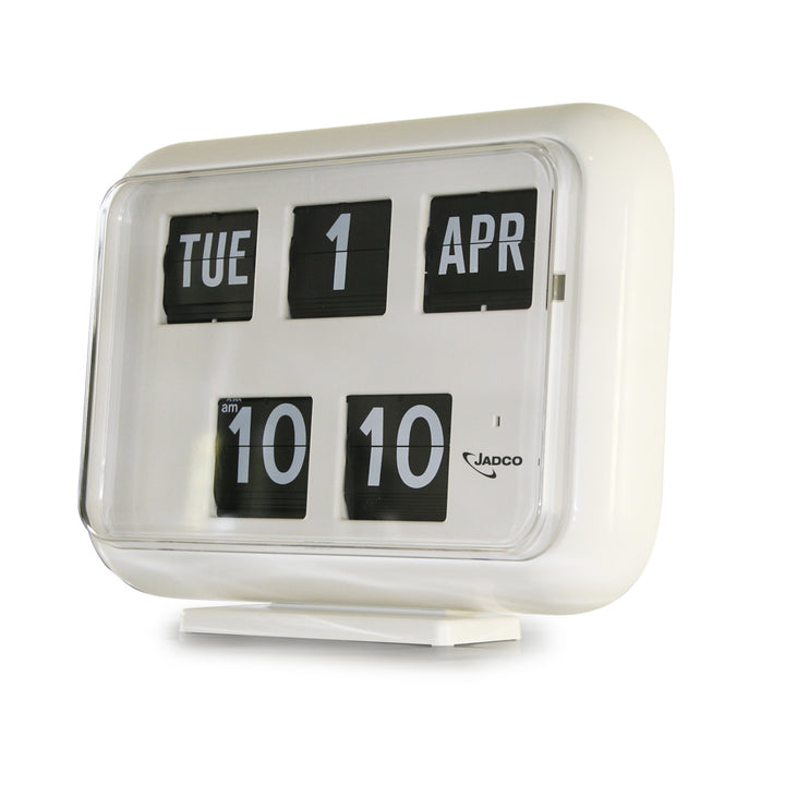 Jadco Mack Digital Flip Calendar Wall Desk Clock White Front QD35 New Lisfestyle Image 001