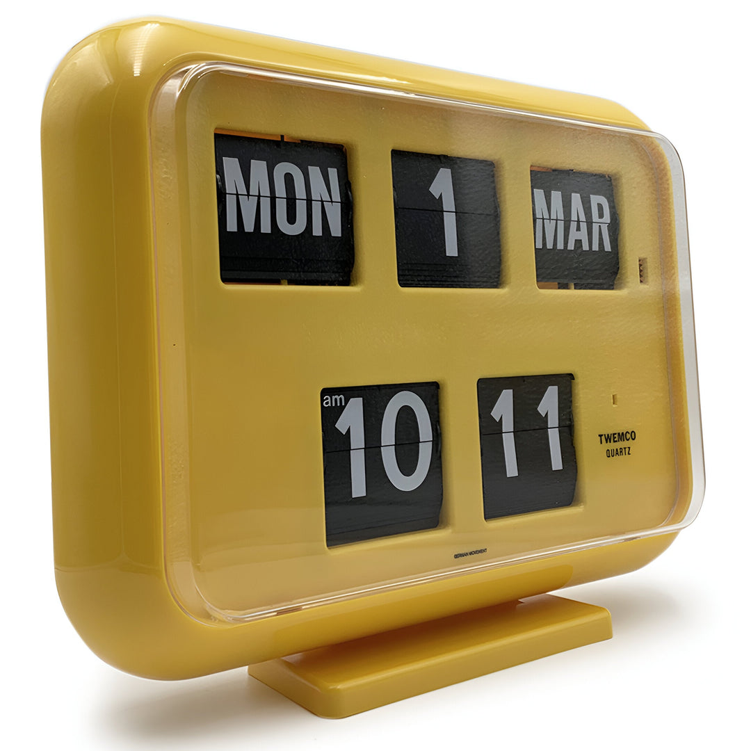 Jadco Mack Digital Flip Calendar Wall and Desk Clock Yellow 12hr 31cm QD35-12HR-Yellow 2 #time-format_12hr