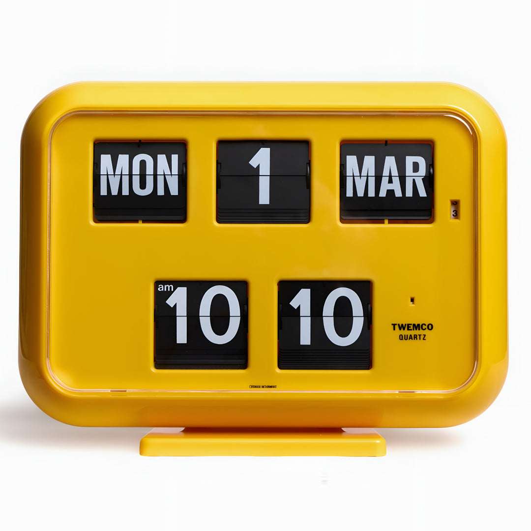 Jadco Mack Digital Flip Calendar Wall and Desk Clock Yellow 12hr 31cm QD35-12HR-Yellow New