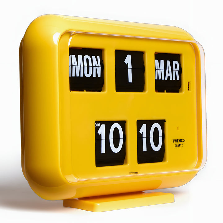 Jadco Mack Digital Flip Calendar Wall and Desk Clock Yellow 12hr 31cm QD35-12HR-Yellow New 2