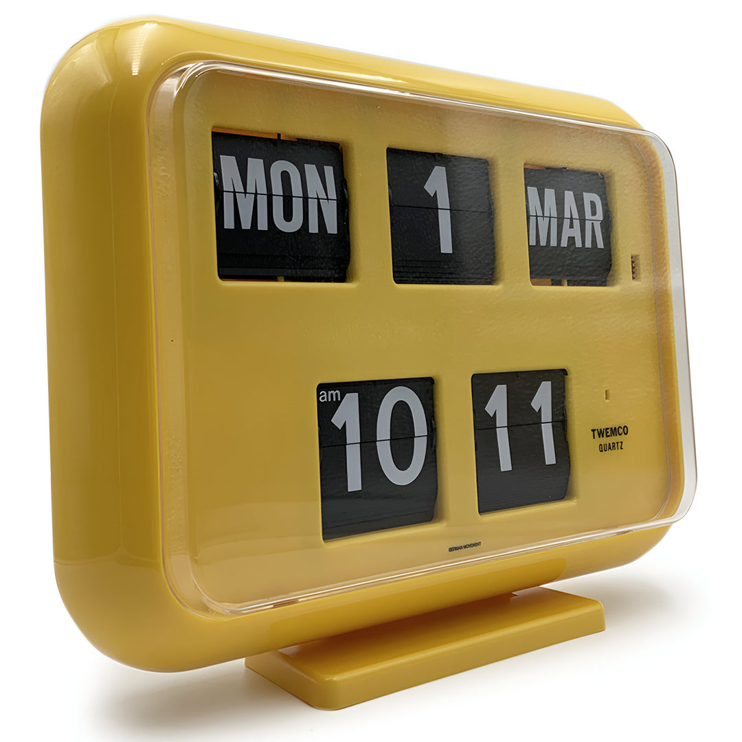 Jadco Mack Digital Flip Calendar Wall and Desk Clock Yellow 24hr 31cm QD35-24HR-Yellow 2