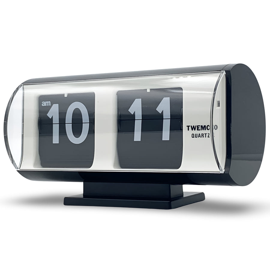 Jadco Marvin Cylindrical Digital Flip Card Desk Clock Black 18cm QT30T-Black 2
