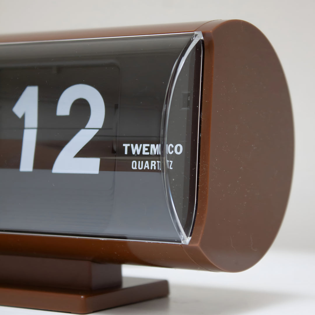 Jadco Marvin Cylindrical Digital Flip Card Desk Clock Brown 18cm QT30T-Brown 04