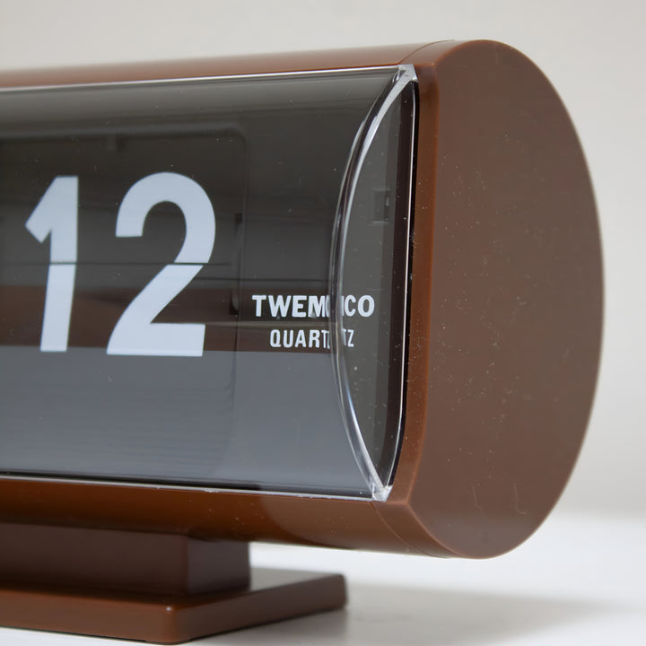 Jadco Marvin Cylindrical Digital Flip Card Desk Clock Brown 18cm QT30T-Brown 04