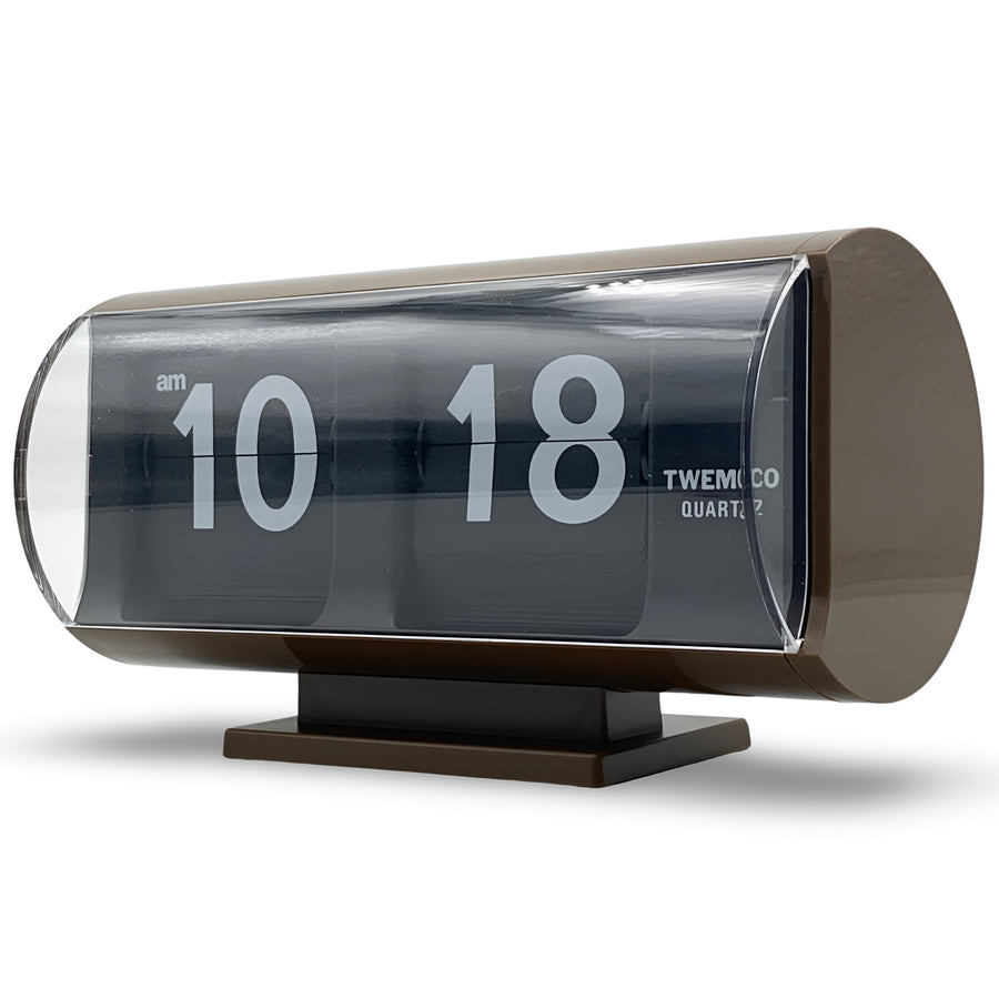 Jadco Marvin Cylindrical Digital Flip Card Desk Clock Brown 18cm QT30T-Brown 2