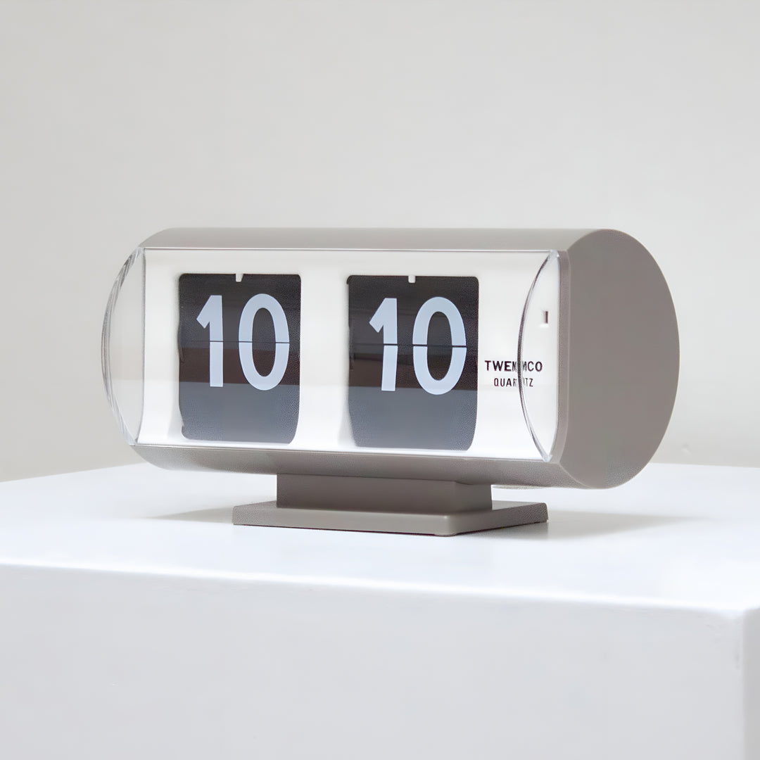 Jadco Marvin Cylindrical Digital Flip Card Desk Clock Grey 18cm QT30T-Grey 3