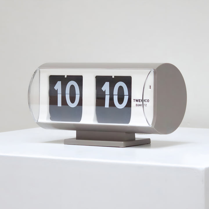 Jadco Marvin Cylindrical Digital Flip Card Desk Clock Grey 18cm QT30T-Grey 3