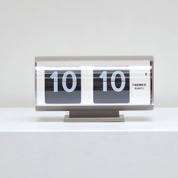 Jadco Marvin Cylindrical Digital Flip Card Desk Clock Grey 18cm QT30T-Grey 1