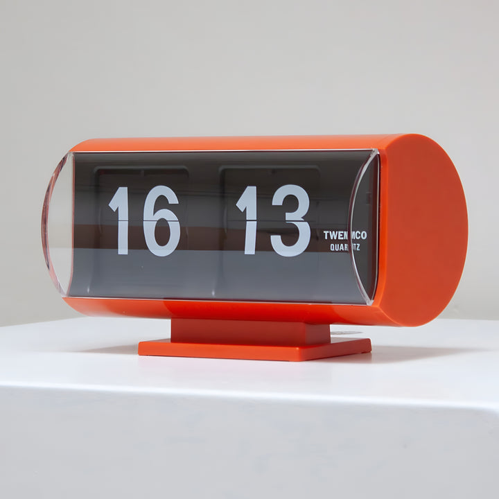 Jadco Marvin Cylindrical Digital Flip Card Desk Clock Orange 18cm QT30T-Orange 001