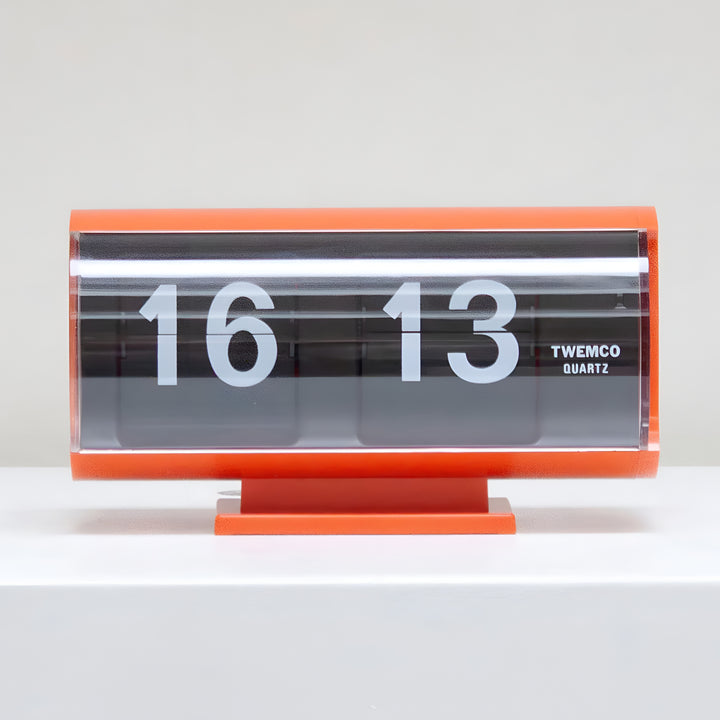 Jadco Marvin Cylindrical Digital Flip Card Desk Clock Orange 18cm QT30T-Orange 002