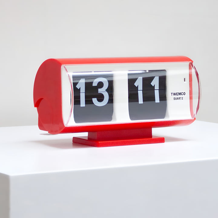 Jadco Marvin Cylindrical Digital Flip Card Desk Clock Red 18cm QT30T-Red 002