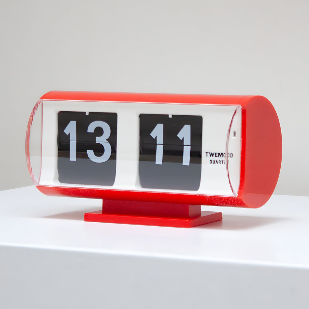 Jadco Marvin Cylindrical Digital Flip Card Desk Clock Red 18cm QT30T-Red 003