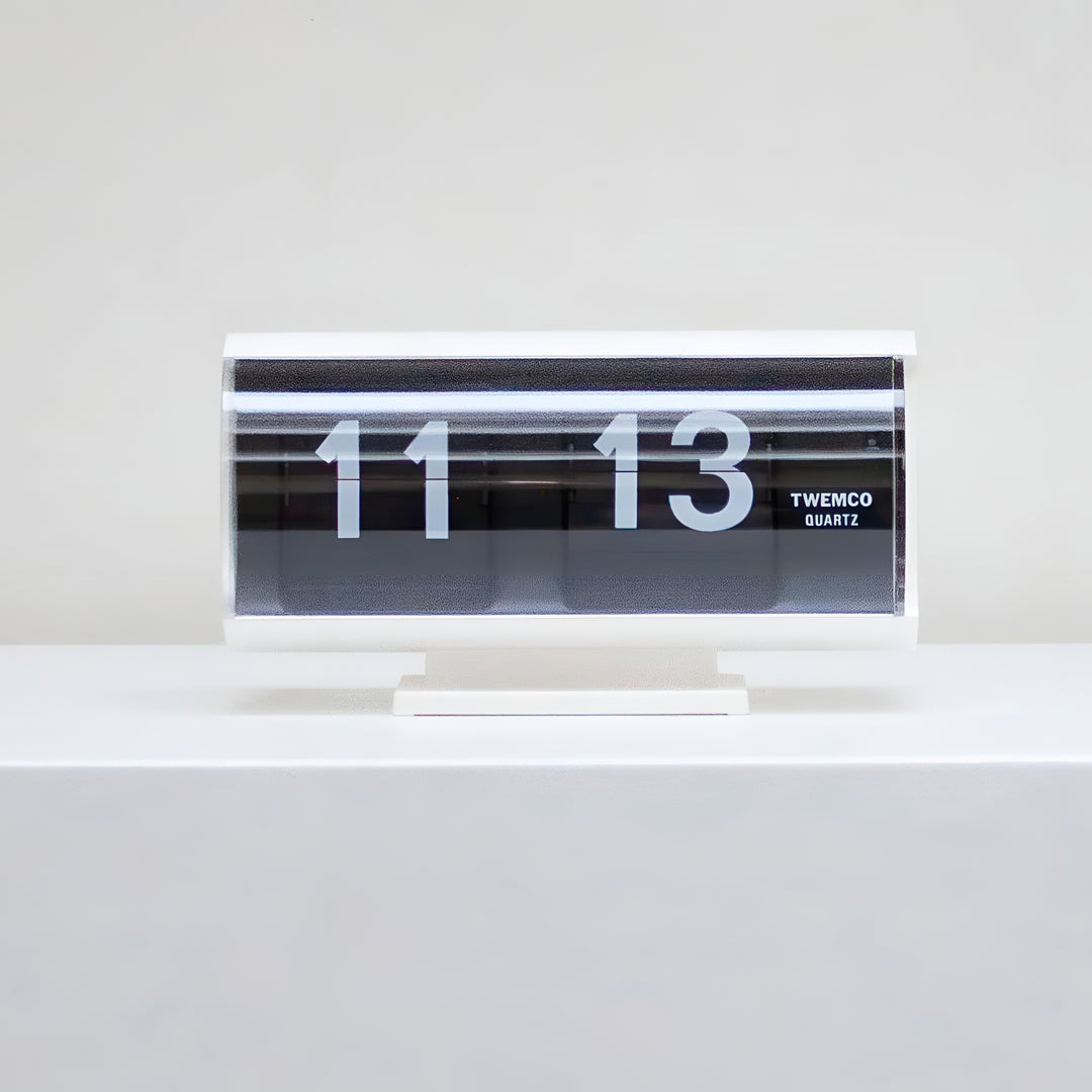 Jadco Marvin Cylindrical Digital Flip Card Desk Clock White 18cm QT30T-White 001