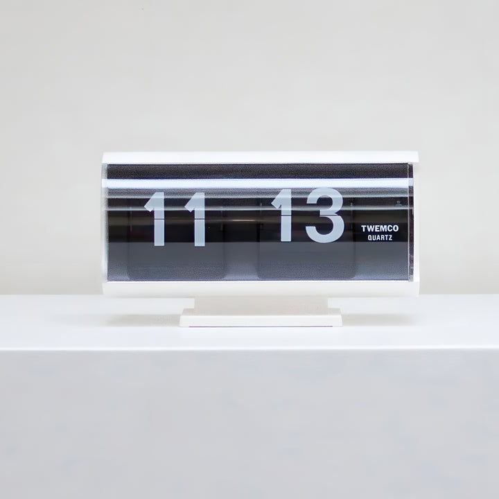 Jadco Marvin Cylindrical Digital Flip Card Desk Clock White 18cm QT30T-White 001