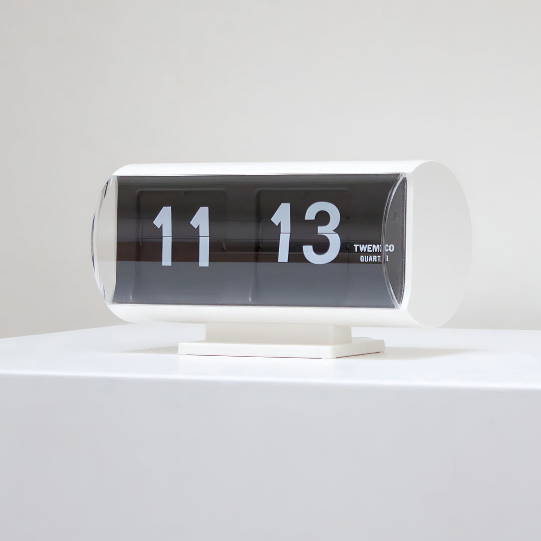 Jadco Marvin Cylindrical Digital Flip Card Desk Clock White 18cm QT30T-White 003
