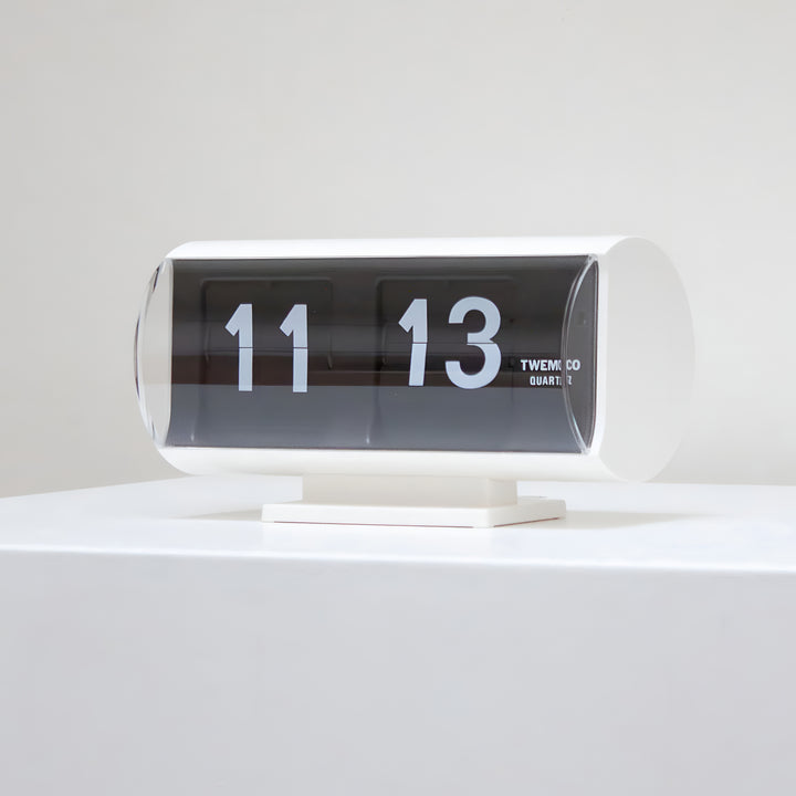 Jadco Marvin Cylindrical Digital Flip Card Desk Clock White 18cm QT30T-White 003
