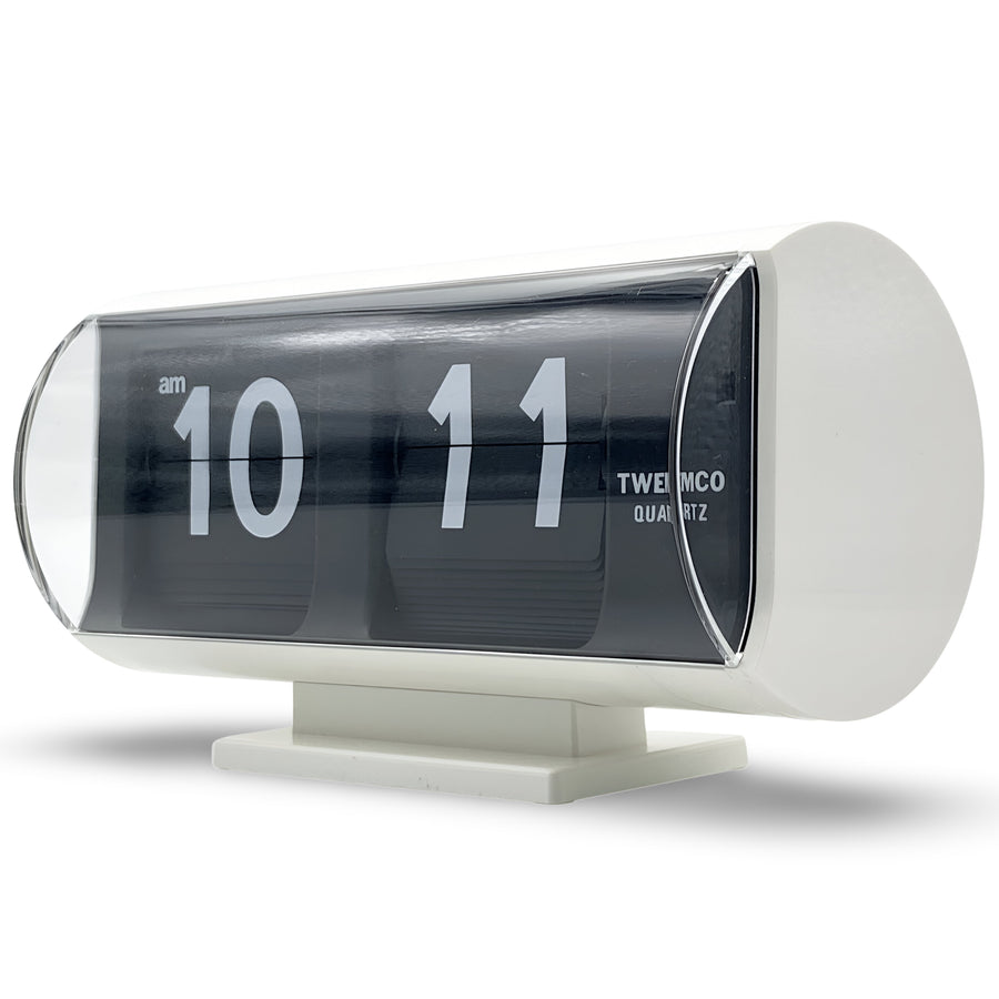Jadco Marvin Cylindrical Digital Flip Card Desk Clock White 18cm QT30T-White 4