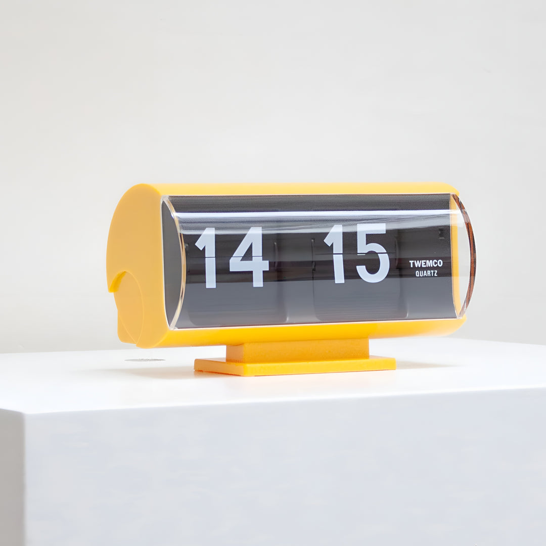 Jadco Marvin Cylindrical Digital Flip Card Desk Clock Yellow 18cm QT30T-Yellow 003