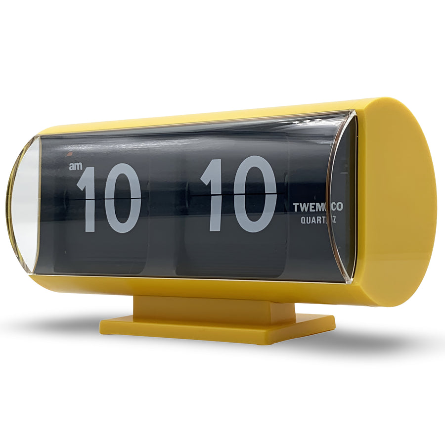 Jadco Marvin Cylindrical Digital Flip Card Desk Clock Yellow 18cm QT30T-Yellow 2