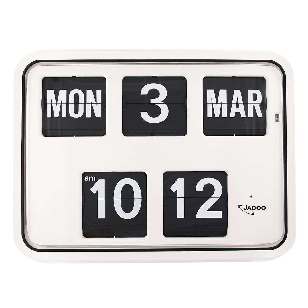Jadco Reserve Mains Powered Calendar Flip Wall Clock 12hr 42cm MQ1712HR 1 #time-format_12hr