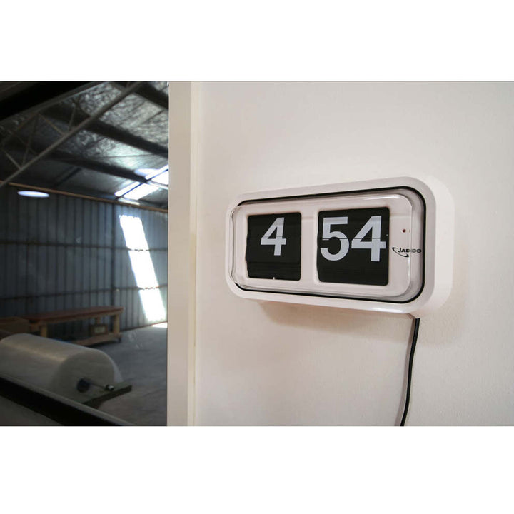 Jadco Reserve Mains Powered Flip Wall Clock 24hr White 32cm R5824HR 3 #time-format_24hr