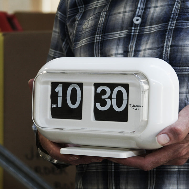 Jadco Wolly Digital Flip Card Wall and Desk Clock White 23cm QT35 7