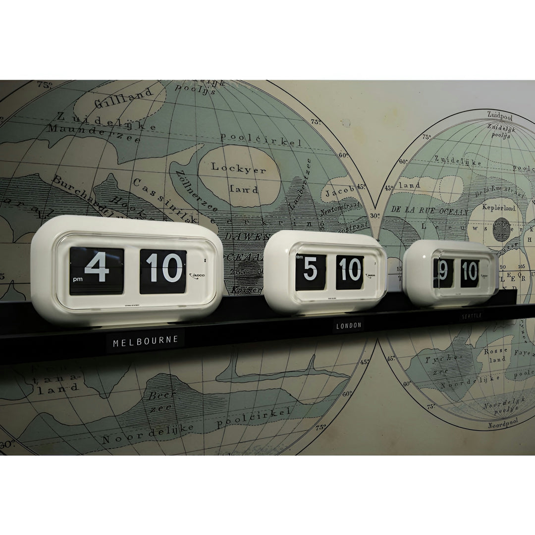 Jadco Wolly Digital Flip Card Wall and Desk Clock White 23cm QT35 8