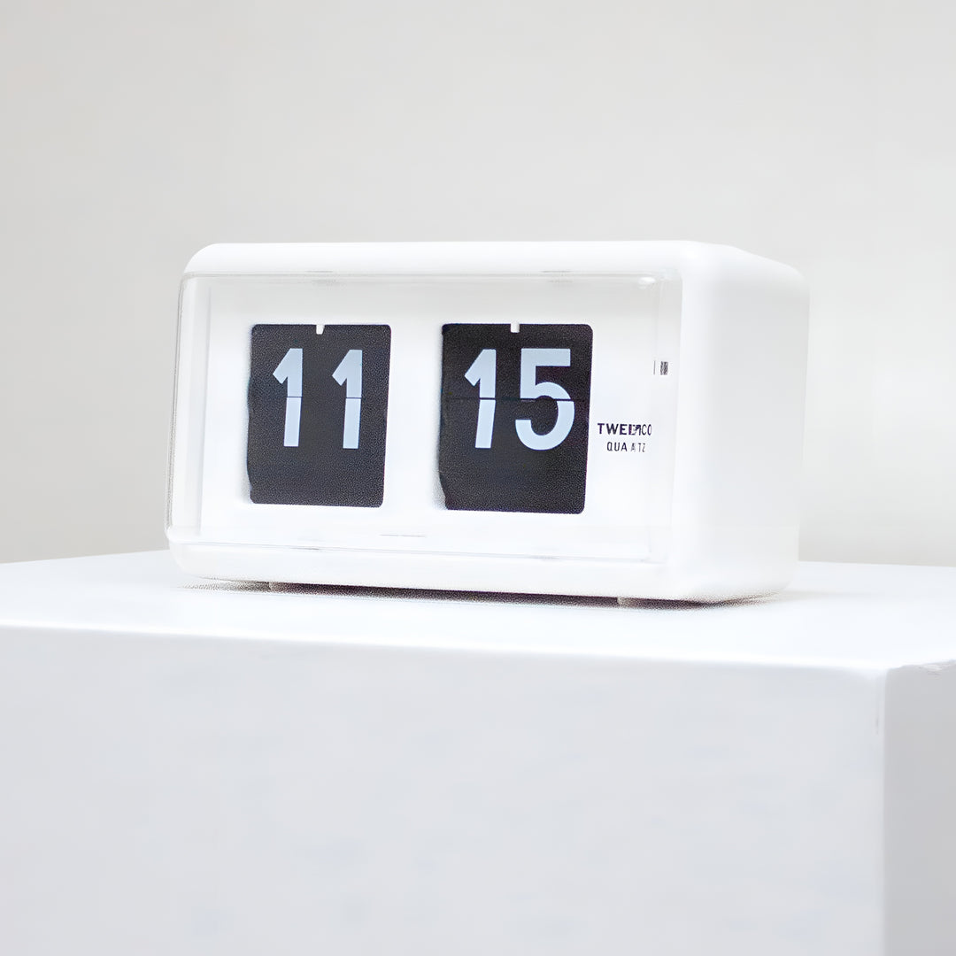 Jadco Wylie Compact Digital Flip Card Wall Desk Clock White 20cm QT30 02