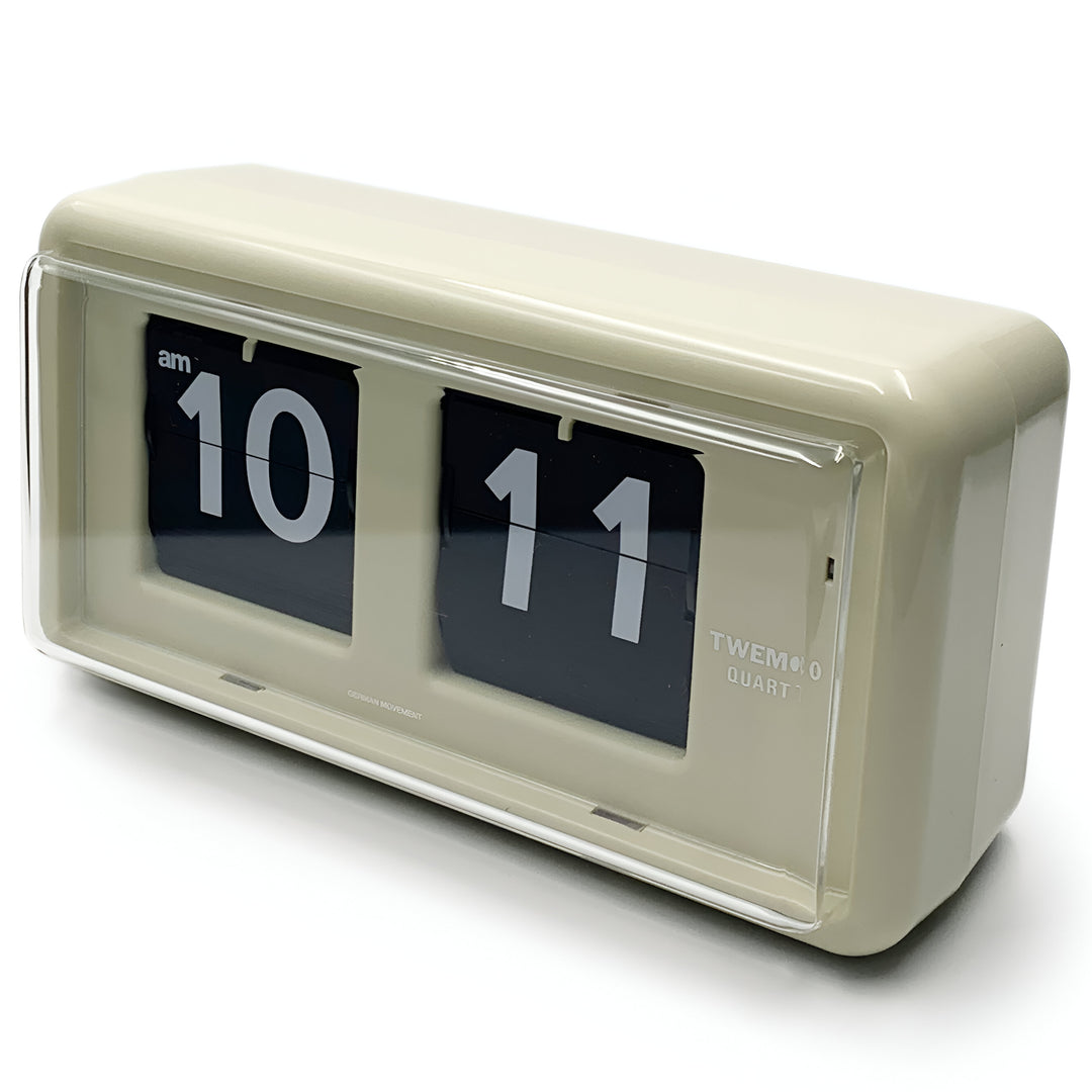 Jadco Wylie Compact Digital Flip Card Wall and Desk Clock Beige 20cm QT30-Beige 2