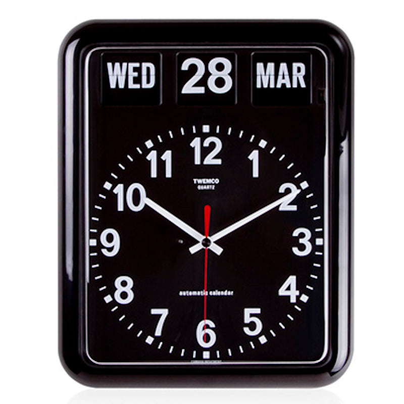 Jadco Analogue with Flip Calendar Wall Clock Black 38cm BQ12-Black