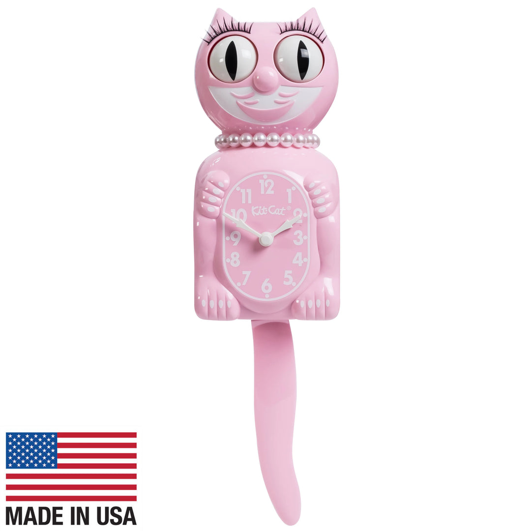 Kit Cat Klocks Bubblegum Pink Lady Limited Edition Wall Clock 40cm OPLBC-59 Front