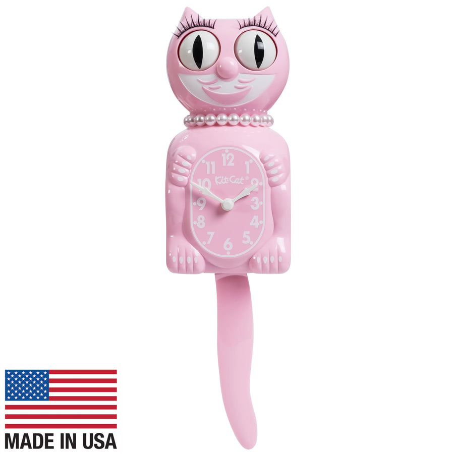 Kit Cat Klocks Bubblegum Pink Lady Limited Edition Wall Clock 40cm OPLBC-59 Front
