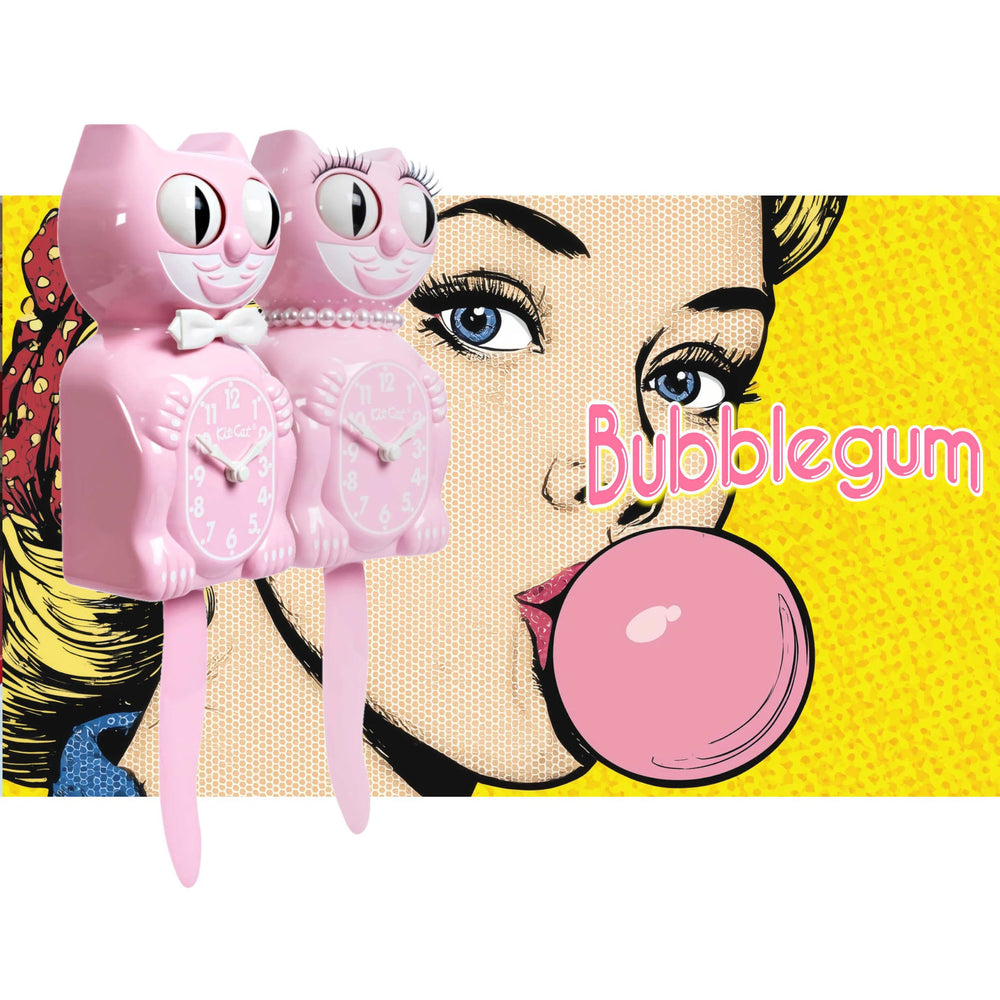 Kit Cat Klocks Bubblegum Pink Lady Limited Edition Wall Clock 40cm OPLBC-59 Pop Art