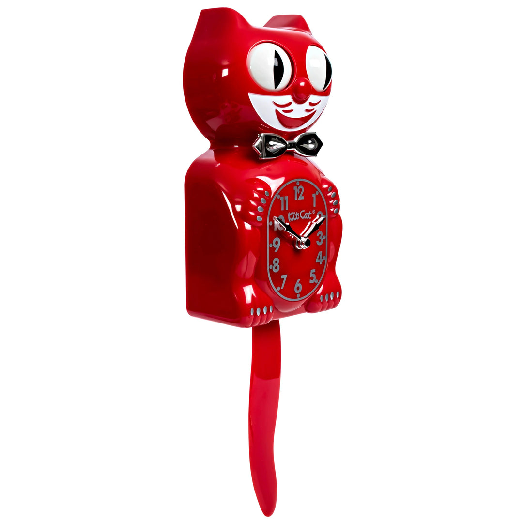 Kit Cat Klocks USA Retro Red Kitchen Edition Gentleman Wall Clock 40cm OPBC-58-RK Angle 1