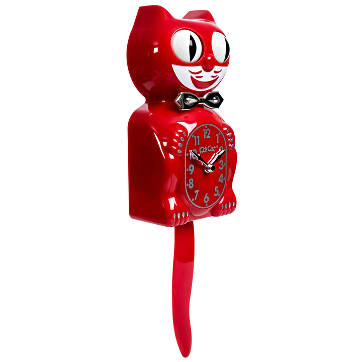 Kit Cat Klocks USA Retro Red Kitchen Edition Gentleman Wall Clock 40cm OPBC-58-RK Angle 1