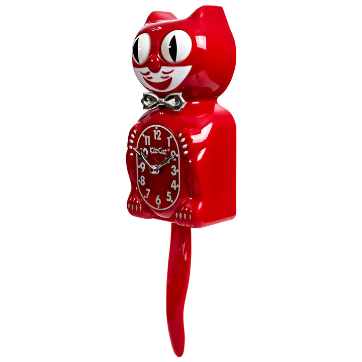 Kit Cat Klocks USA Retro Red Kitchen Edition Gentleman Wall Clock 40cm OPBC-58-RK Angle 2